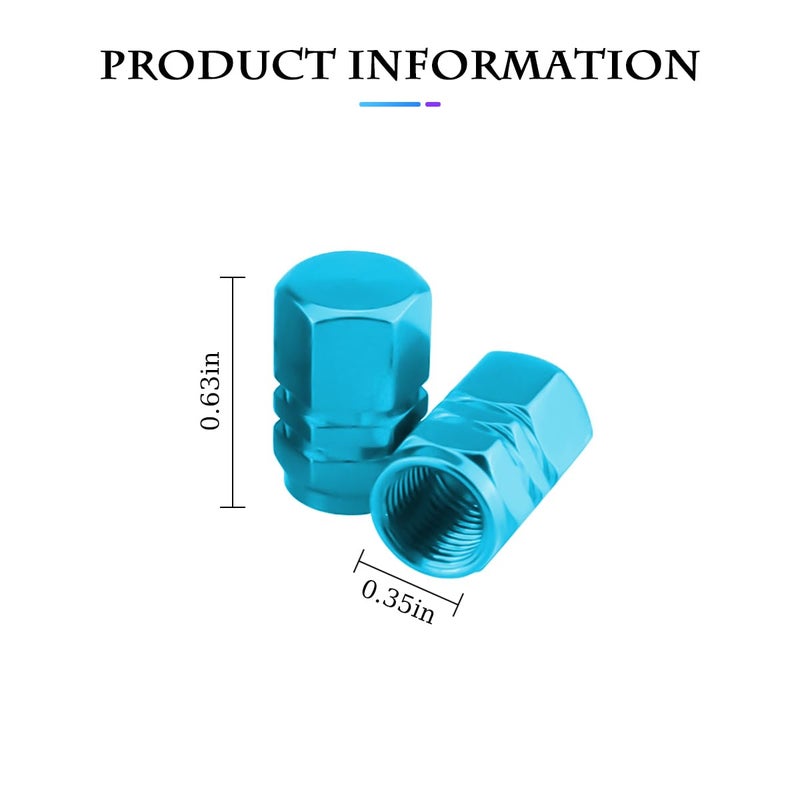 Fekey&JF 16 PCS Car Tire Valve Stem Caps, Waterproof Airtight Car Wheel Tire Valve Stem Covers Universal for Cars, Bicycles, Trucks, Motorcycles, Car Accessories for Men Women (Light Blue) - Image 2